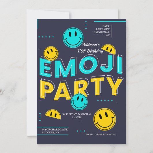 Emoji Feest Uitnodiging (Voorkant)