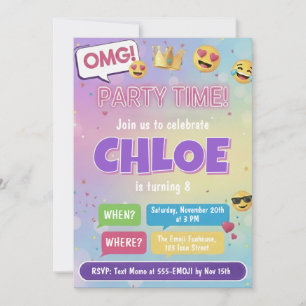 Emoji Feest Verjaardagsuitnodiging Neon Kinderen T Kaart