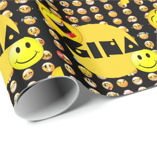 Emoji Feestje Gepersonaliseerd Cadeaupapier