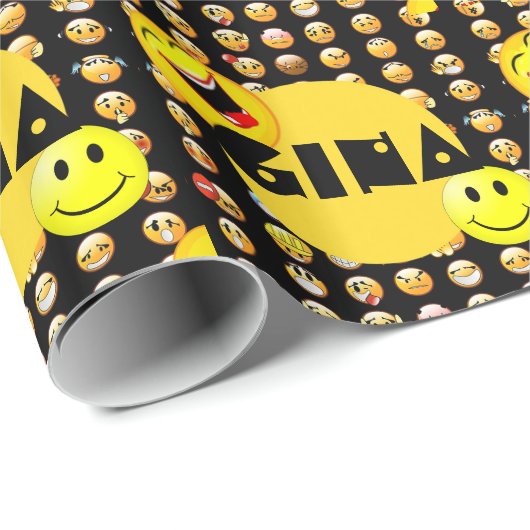 Emoji Feestje Gepersonaliseerd Cadeaupapier (Rol Hoek)