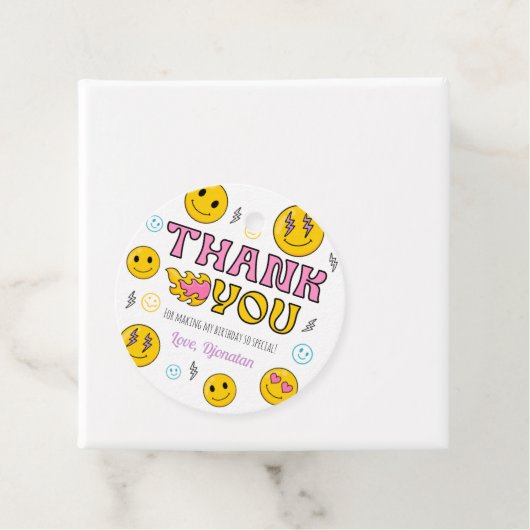 Emoji First Birthday Party Dank u Label (In situ)