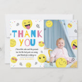 Emoji First Birthday Party Foto bedankt Kaart (Voorkant)