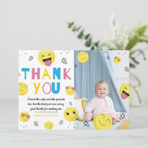 Emoji First Birthday Party Foto bedankt Kaart