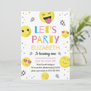 Emoji First Birthday Party Invitation Card Kaart