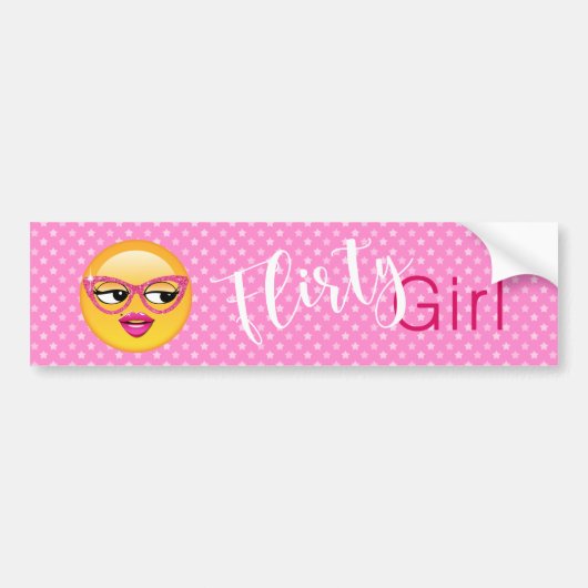 Emoji Flirty Girl ID227 Bumpersticker (Voorkant)