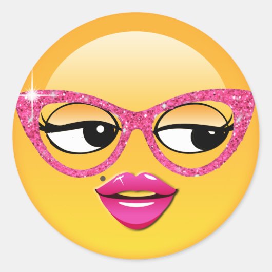 Emoji Flirty Girl ID227 Ronde Sticker (Voorkant)