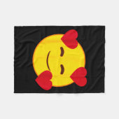 Emoji Floating Hearts Yellow Smile Face  Fleece Deken (Voorkant (Horizontaal))