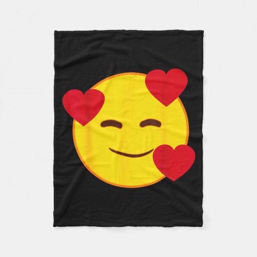 Emoji Floating Hearts Yellow Smile Face  Fleece Deken (Voorkant)