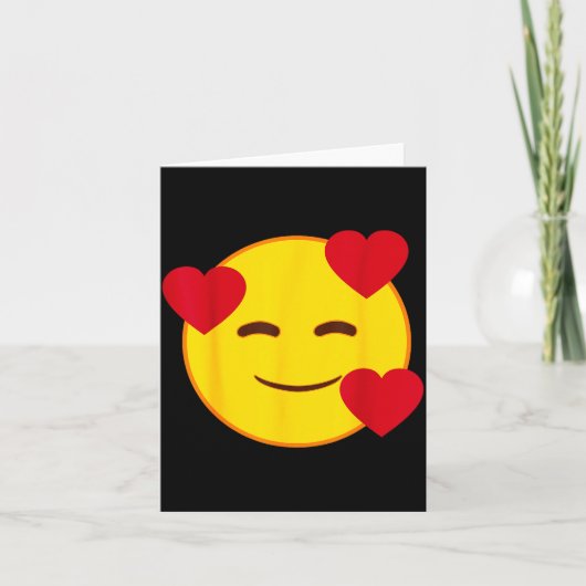 Emoji Floating Hearts Yellow Smile Face  Kaart (Voorkant)