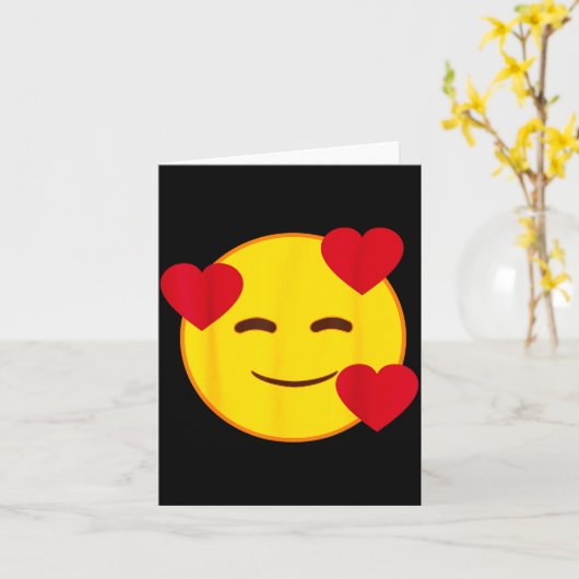 Emoji Floating Hearts Yellow Smile Face  Kaart (Gele Bloem)