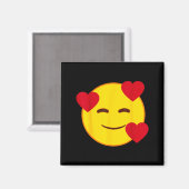 Emoji Floating Hearts Yellow Smile Face Magneet (Voorkant / Achterkant)