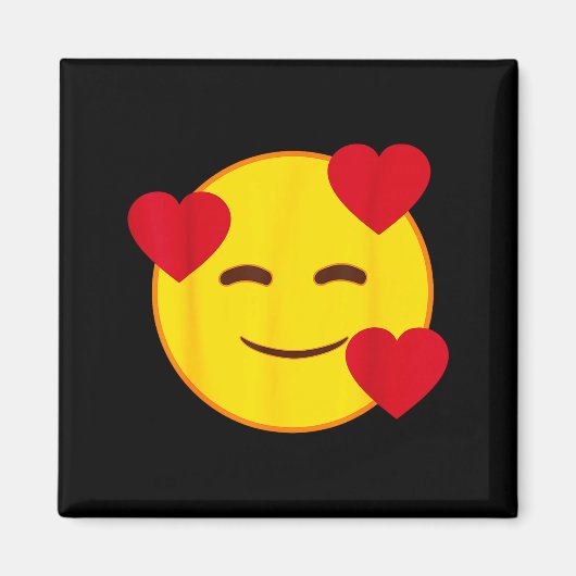 Emoji Floating Hearts Yellow Smile Face Magneet (Voorkant)
