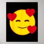 Emoji Floating Hearts Yellow Smile Face Poster (Voorkant)