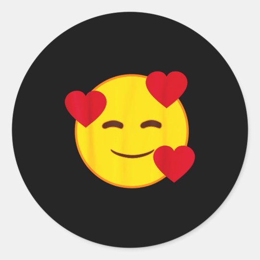 Emoji Floating Hearts Yellow Smile Face  Ronde Sticker (Voorkant)