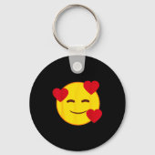 Emoji Floating Hearts Yellow Smile Face  Sleutelhanger (Voorkant)