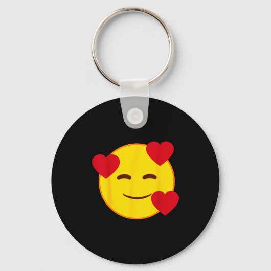 Emoji Floating Hearts Yellow Smile Face  Sleutelhanger (Voorkant)