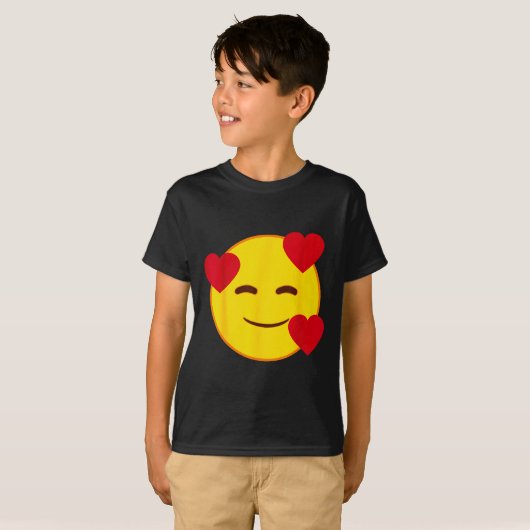 Emoji Floating Hearts Yellow Smile Face  T-shirt (Voorkant volledig)