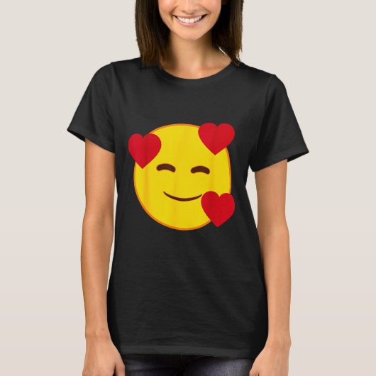 Emoji Floating Hearts Yellow Smile Face  T-shirt (Voorkant)