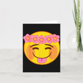 Emoji Flower Crown Tongue Yellow Smile Face  Kaart (Voorkant)