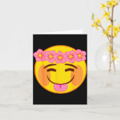 Emoji Flower Crown Tongue Yellow Smile Face Kaart (Gele Bloem)