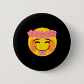 Emoji Flower Crown Tongue Yellow Smile Face  Ronde Button 5,7 Cm (Voorkant)