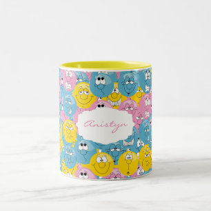 Emoji 😊 Fun Design Pattern Tweekleurige Koffiemok