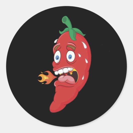 Emoji Funny Chili Pepper Hot Sauce Food Lover Ronde Sticker (Voorkant)