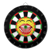 Emoji Funny Dartboard Groen Rood Zwart Geel Dartbord (Voorkant)