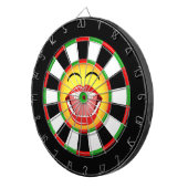 Emoji Funny Dartboard Groen Rood Zwart Geel Dartbord (Voorkant Rechts)