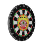 Emoji Funny Dartboard Groen Rood Zwart Geel Dartbord (Voorkant Links)