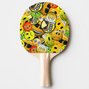 Emoji geanimeerde gezichten tafeltennisbatje