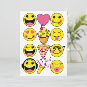 Emoji-geïnspireerde uitnodiging voor verjaardagsfe (Staand voorkant)