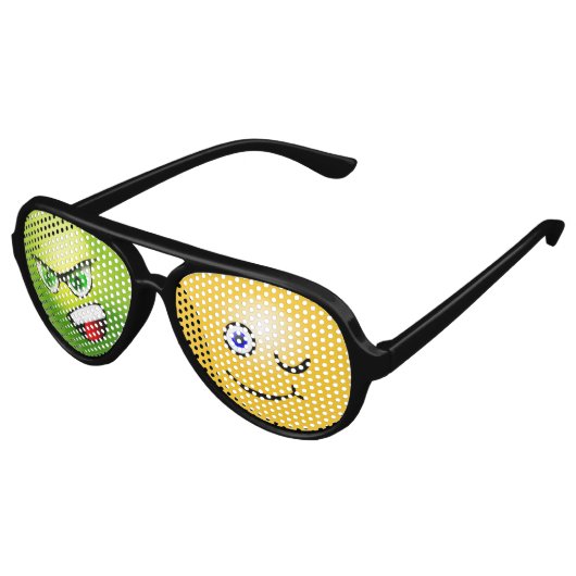 EMOJI, GEK EN GELUKKIG EMOJI, DUBBELE PERSOONLIJKH AVIATOR ZONNEBRIL (Gekanteld)