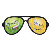 EMOJI, GEK EN GELUKKIG EMOJI, DUBBELE PERSOONLIJKH AVIATOR ZONNEBRIL (Voorkant)
