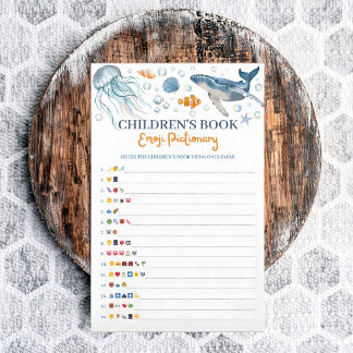 Emoji-gespreksspel voor babyfeest met kinderboek-t