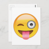 Emoji - gezicht met tong briefkaart (Voorkant / Achterkant)