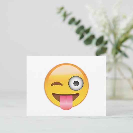 Emoji - Gezicht met Tong Briefkaart (Staand voorkant)