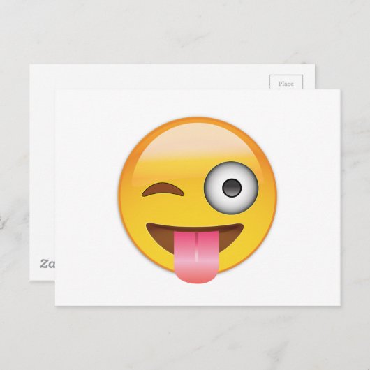 Emoji - Gezicht met Tong Briefkaart (Voorkant / Achterkant)