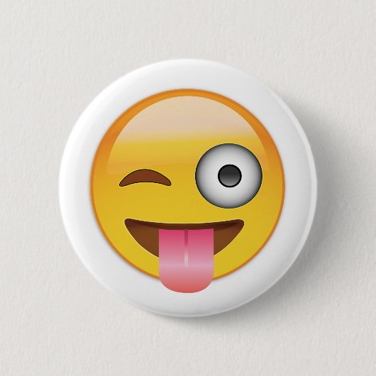 Emoji - gezicht met tong ronde button 5,7 cm (Voorkant)