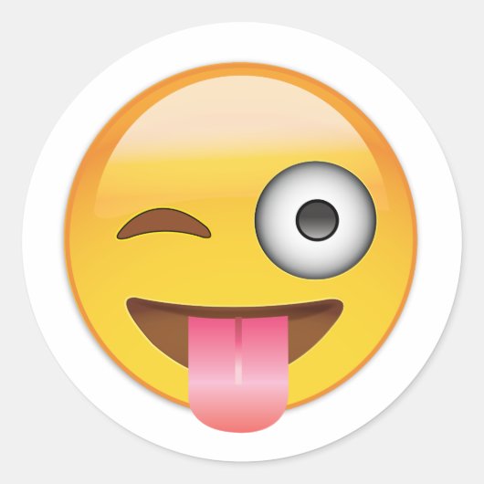Emoji - gezicht met tong ronde sticker (Voorkant)