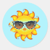 Emoji Girl Sunglazen Round Sky Blue Stickers (Voorkant)