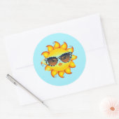Emoji Girl Sunglazen Round Sky Blue Stickers (Envelop)