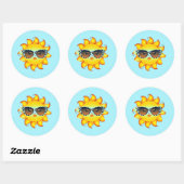 Emoji Girl Sunglazen Round Sky Blue Stickers (Vel)