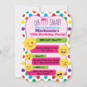 Emoji Girl's Tween Birthday Invite Die Cut Kaart (Voorkant)
