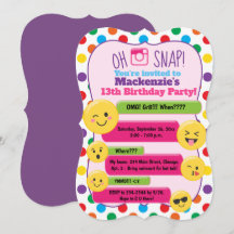 Emoji Girl's Tween Birthday Invite Die Cut