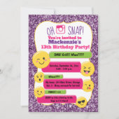 Emoji Girl's Tween Birthday Paarse Glitter Kaart (Voorkant)
