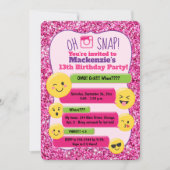Emoji Girl's Tween Birthday Pink Glitter Kaart (Voorkant)