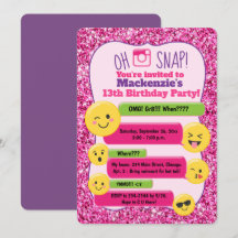 Emoji Girl's Tween Birthday Pink Glitter