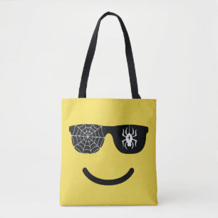Emoji glimlachend gezicht met zonnebril Halloween- Tote Bag
