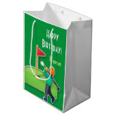 Emoji golf Happy Birthday groen Medium Cadeauzakje (Voorkant Gekanteld)